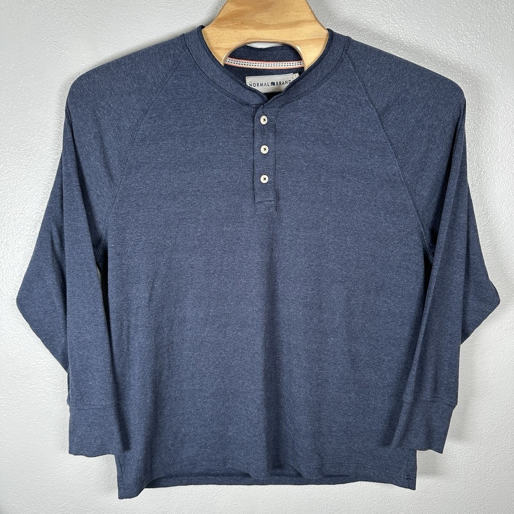 The Normal Brand Shirt Mens XXL Blue Everyday Henley Stretch Soft Long Sleeve